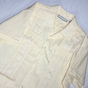 Monte‎ Carlo Ivory Stitched 4 pocket Guayabera Shirt XL Extra Large
